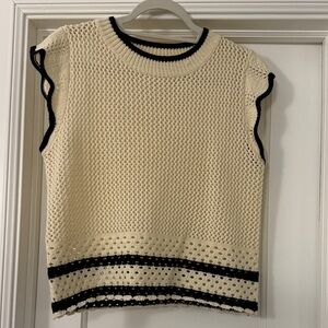 Gilli Cream and Black Knit Sleeveless Sweater